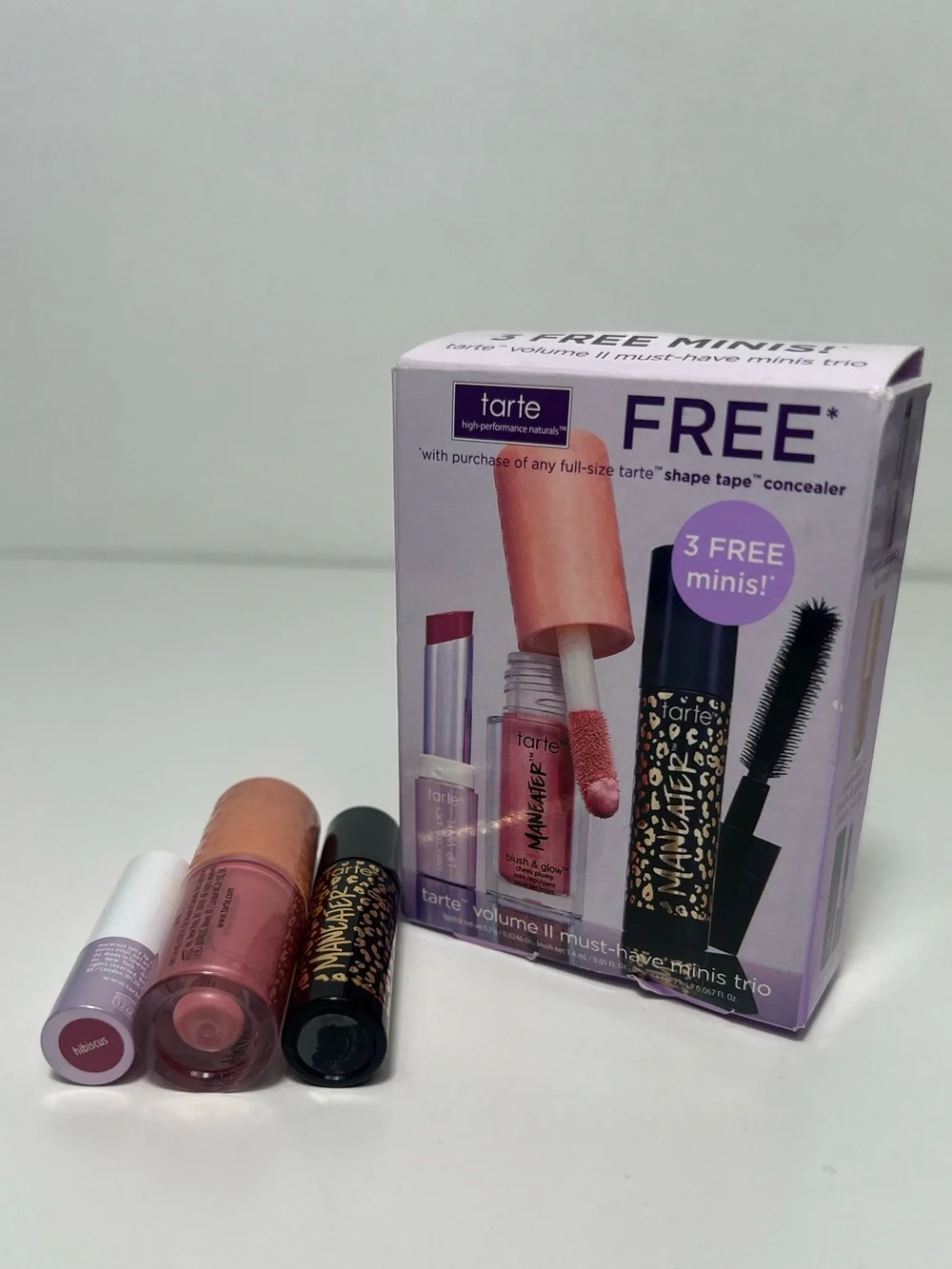 Tarte Must Have Minis Trio: Liquid Blush, Lip Plump & Mascara Makeup Bundle Set